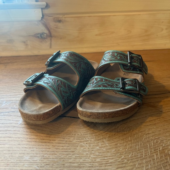 Myra Bag Hand Tooled Genuine Leather Sandals - Picture 5 of 9